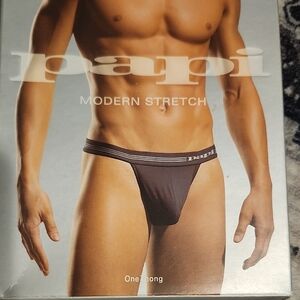 Papi Men's Modern Stretch Thong - Black Soft Stretchy Rare Find